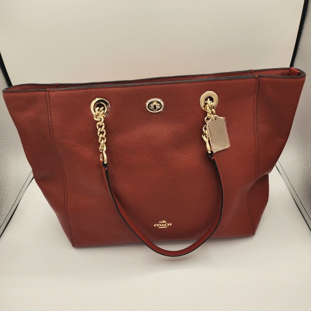 Coach Turnlock Chain Tote, Terracotta